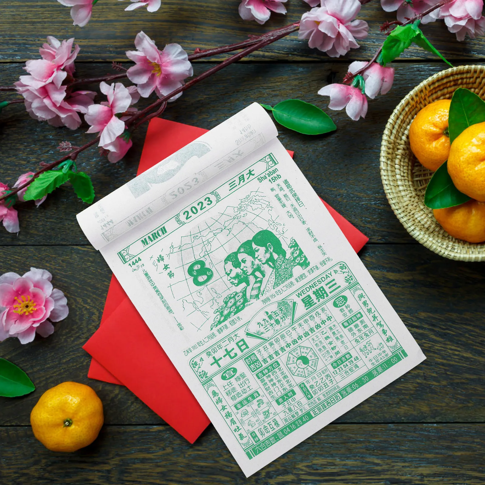 

Chinese Lunar Calendar 2023 Tear-Off Wall Calendar Year of Rabbit Traditional Design Thick Paper for Housewarming Moving