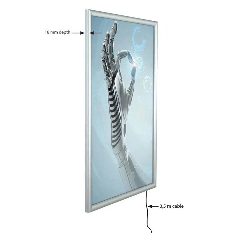 A4 Aluminum Snap Frame Advertising Light Boxes Wall Mounted Backlit Poster Display