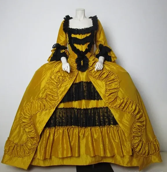 1770s Rococo Marie Antoinette Costume Yellow/Red/Blue Ball Gown Royal Court Belle Sack Back Dress Rococo Wedding Dress