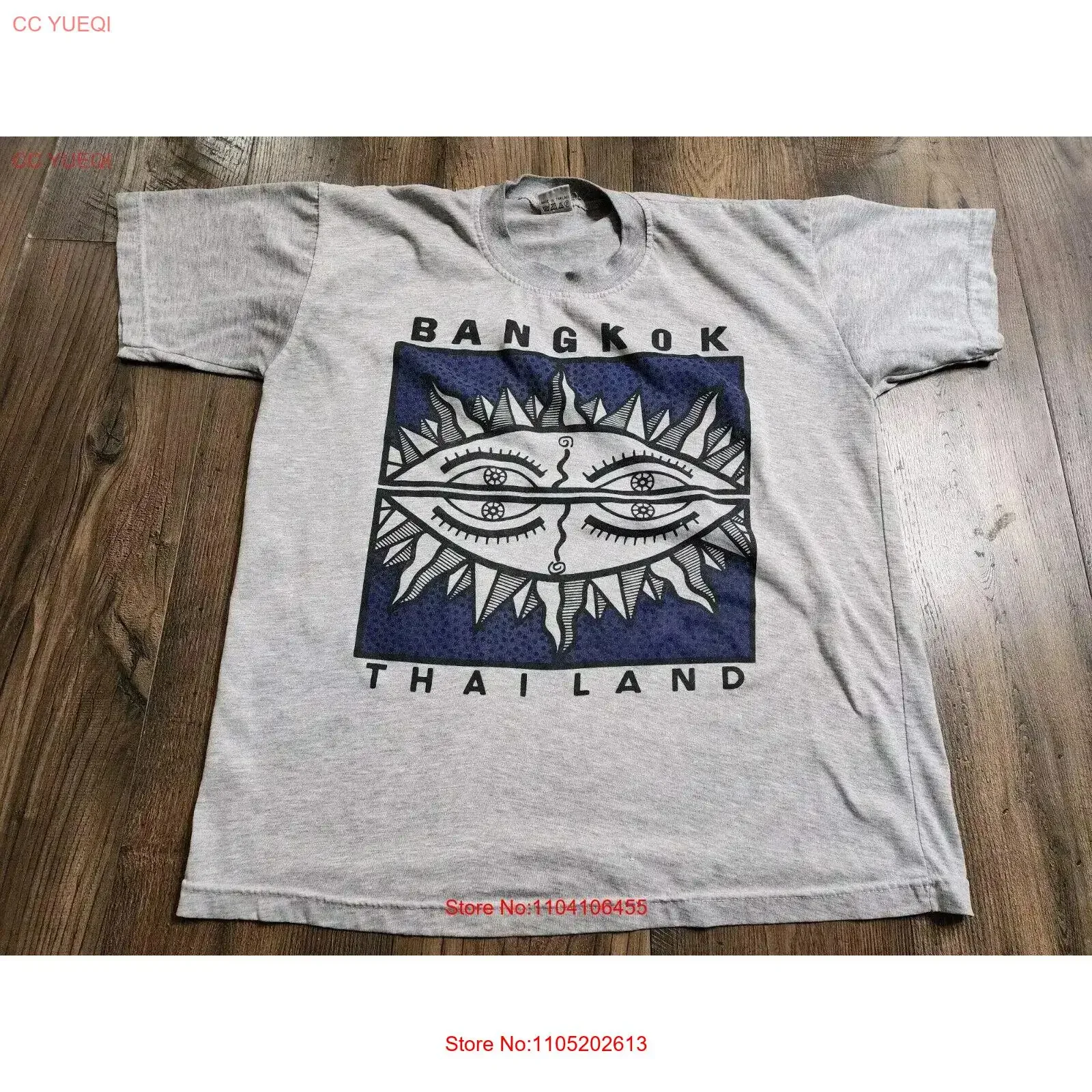 

Vintage Mens L Bangkok Thailand Eye Travel Souvenir T Shirt vintage Washed homme Stretched Unisex fashion Soft Casual Versatile