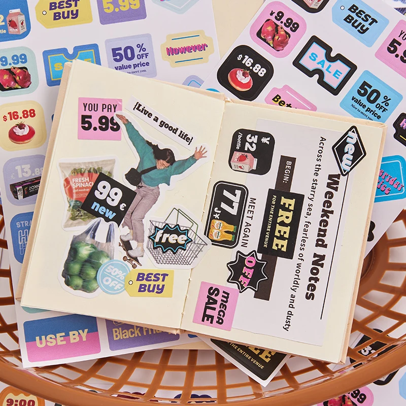 Cute Lovely Adhesive Paper Sticker, Institute Series Label, 8 Pacotes por Lote