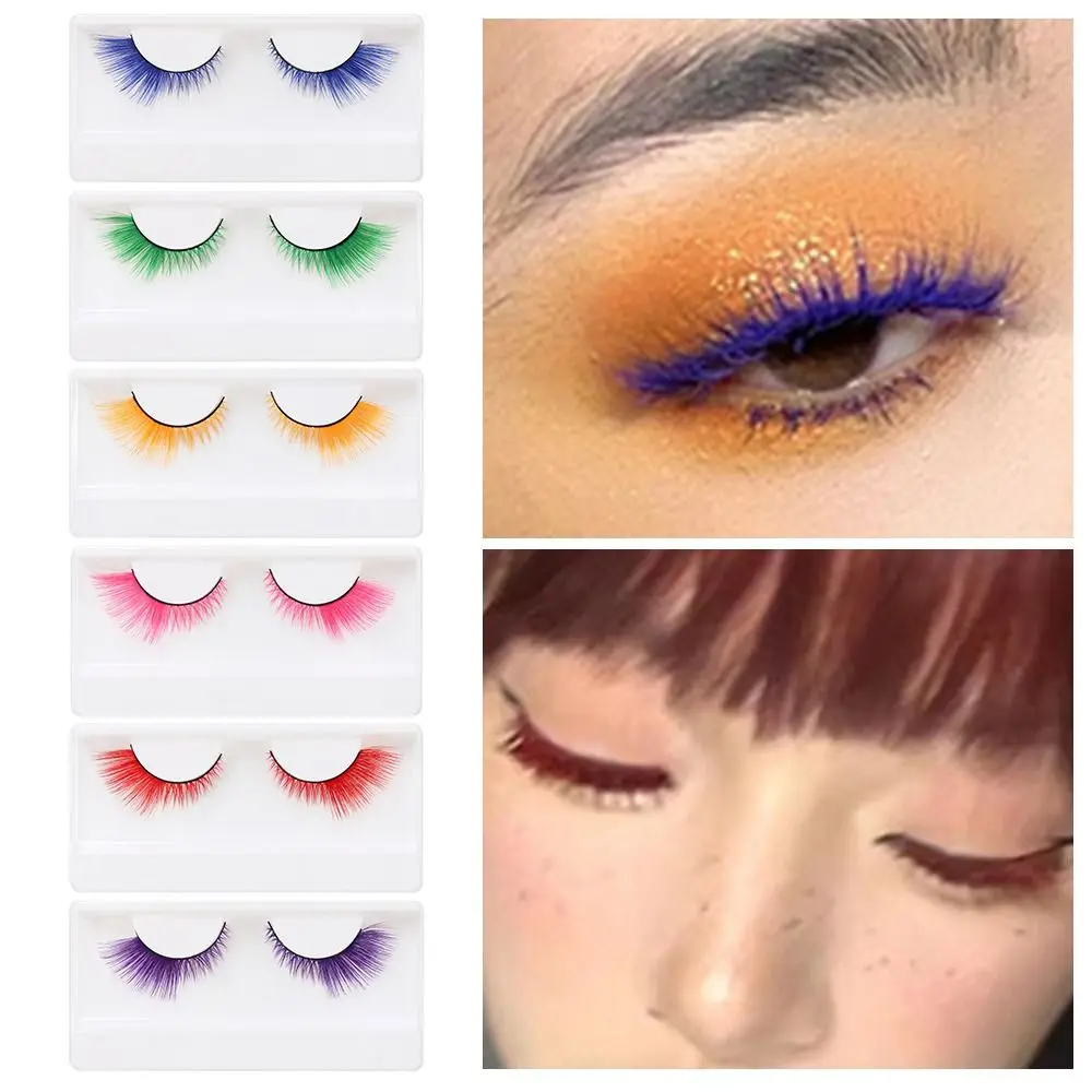 1 Pairs Dramatic Look Colorful False Eyelashes Cosplay Party Masquerade Fox Cat Eye Eyelashes Soft Fluffy Eyelash Extension