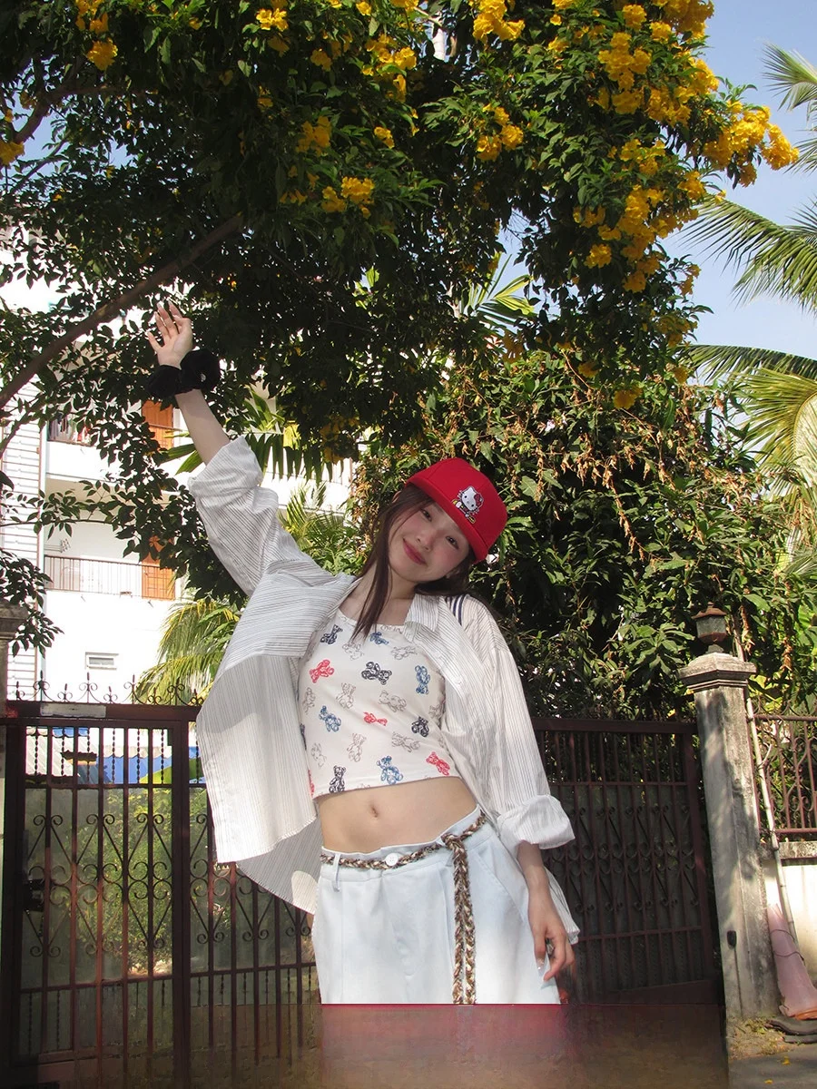 

Sinbounboun Casual Oversize Ne Long Sve Striped Sun Protection irt Women's Cotton Polyester Blend irt