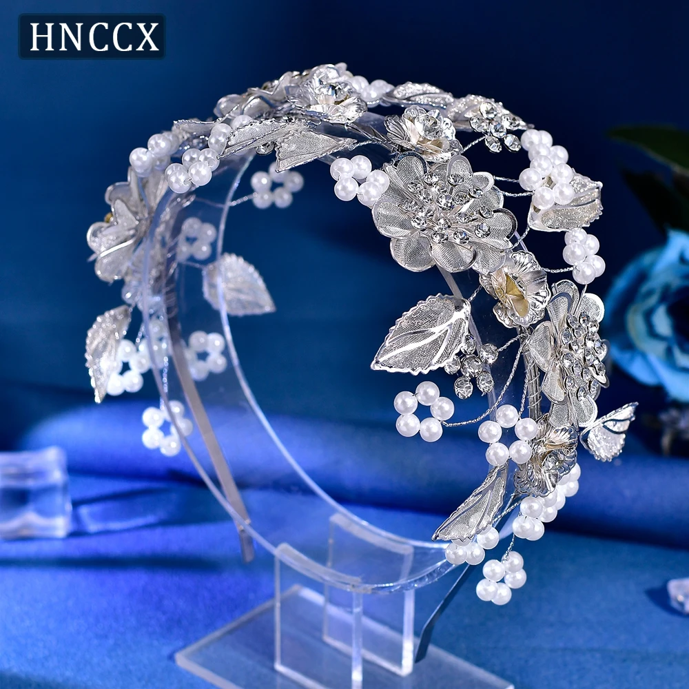 

HNCCX Trendy Wedding Hair Jewelry Alloy Head Hoop Hair Accessories Bridal Pearls Headband Sparking Banquet Women Headwear CP790