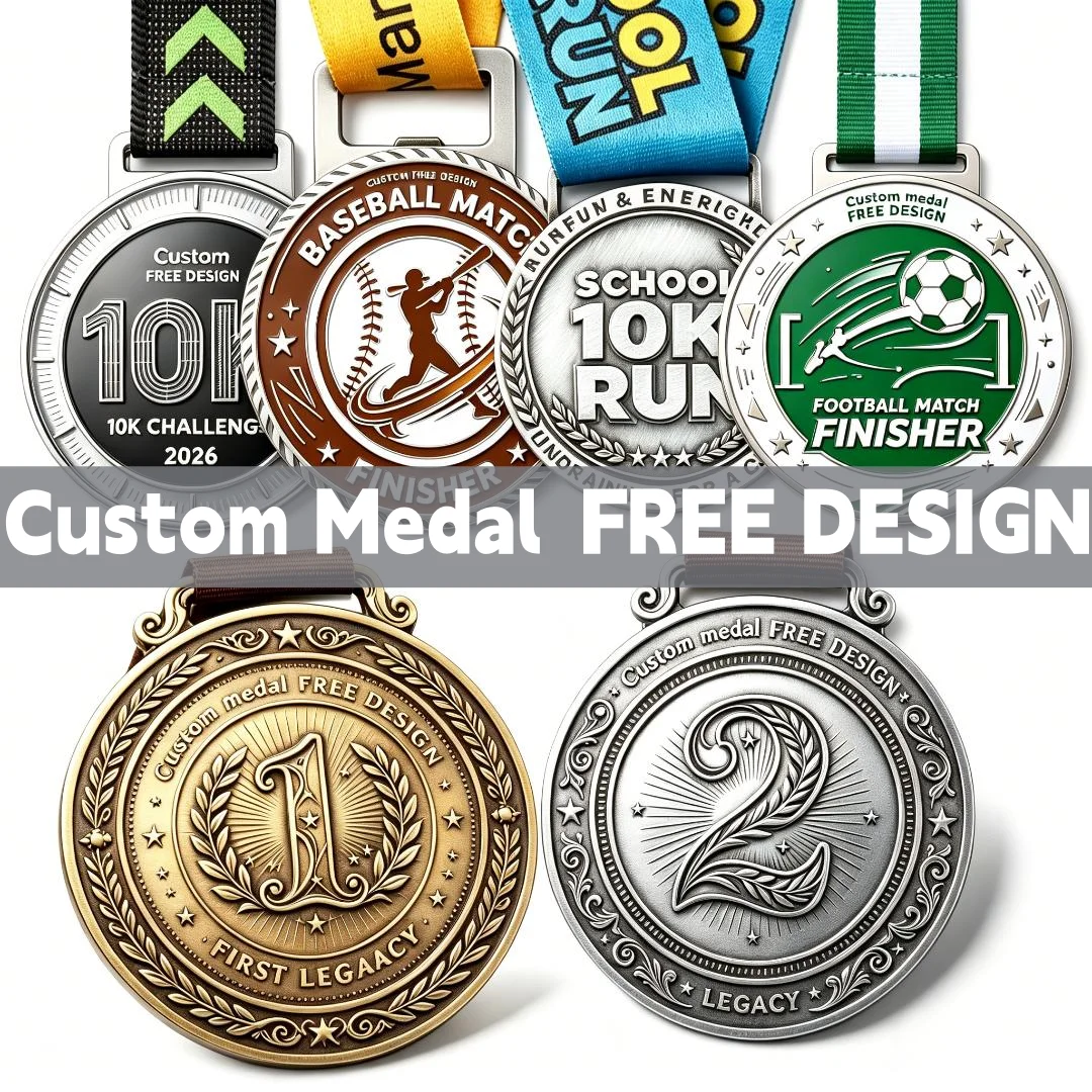 Custom Medallion Custom Sports Medals Football Baseball 10K Running Tournament Finisher Metal Award Souvenir Medallion