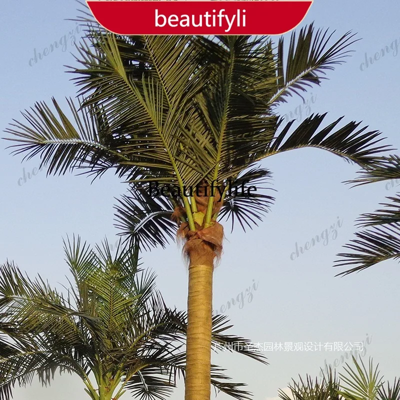 03 Simulated Coconut Tree Outdoor Theme Park Artificial FRP Coconut Tree Date Palm Landscape