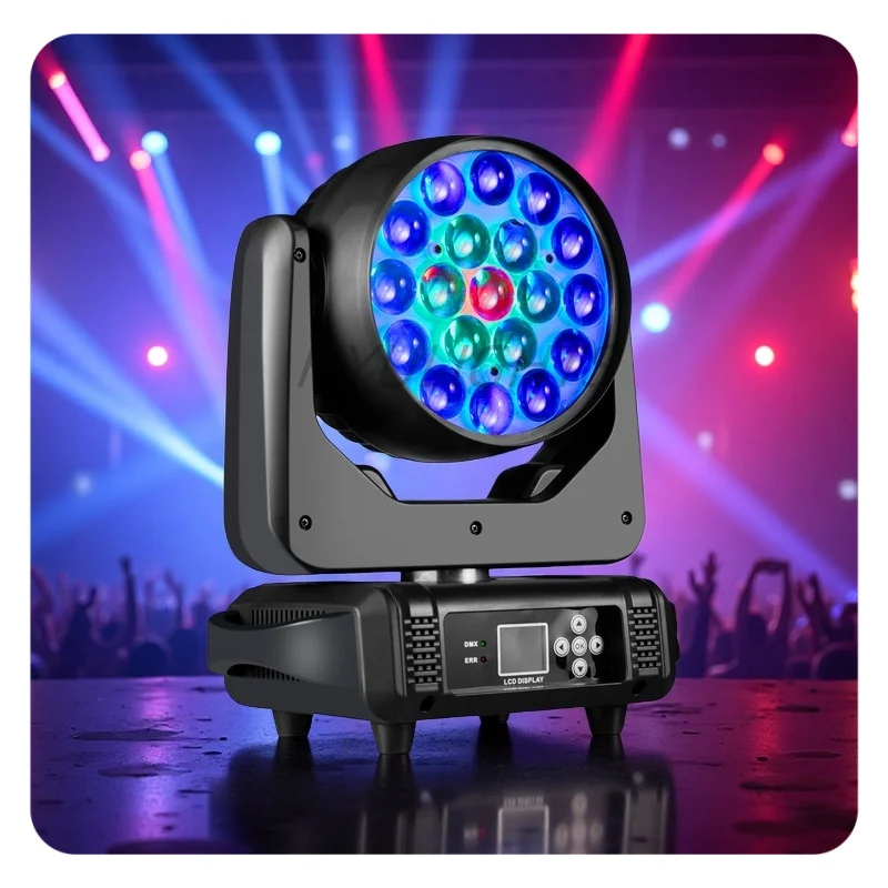 

19x15W Beam Moving Head Light 4IN1 RGBW LED Wash Zoom Stage Light DMX Effect for DJ Disco Party Concert Wedding