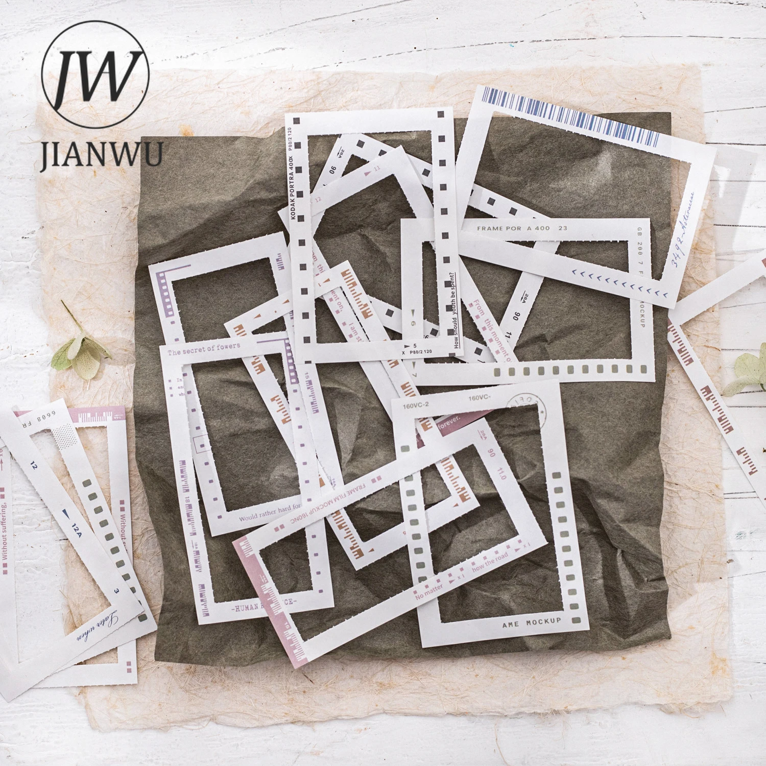 JIANWU Camera Roll Series Vintage English Text Border Material Collage Memo Pad Creative DIY Journal Stationery