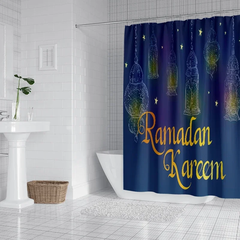 Rideau douche imperméable sur le thème du Ramadan, rideau séparation, accessoires décoration de salle de bain, 1PC