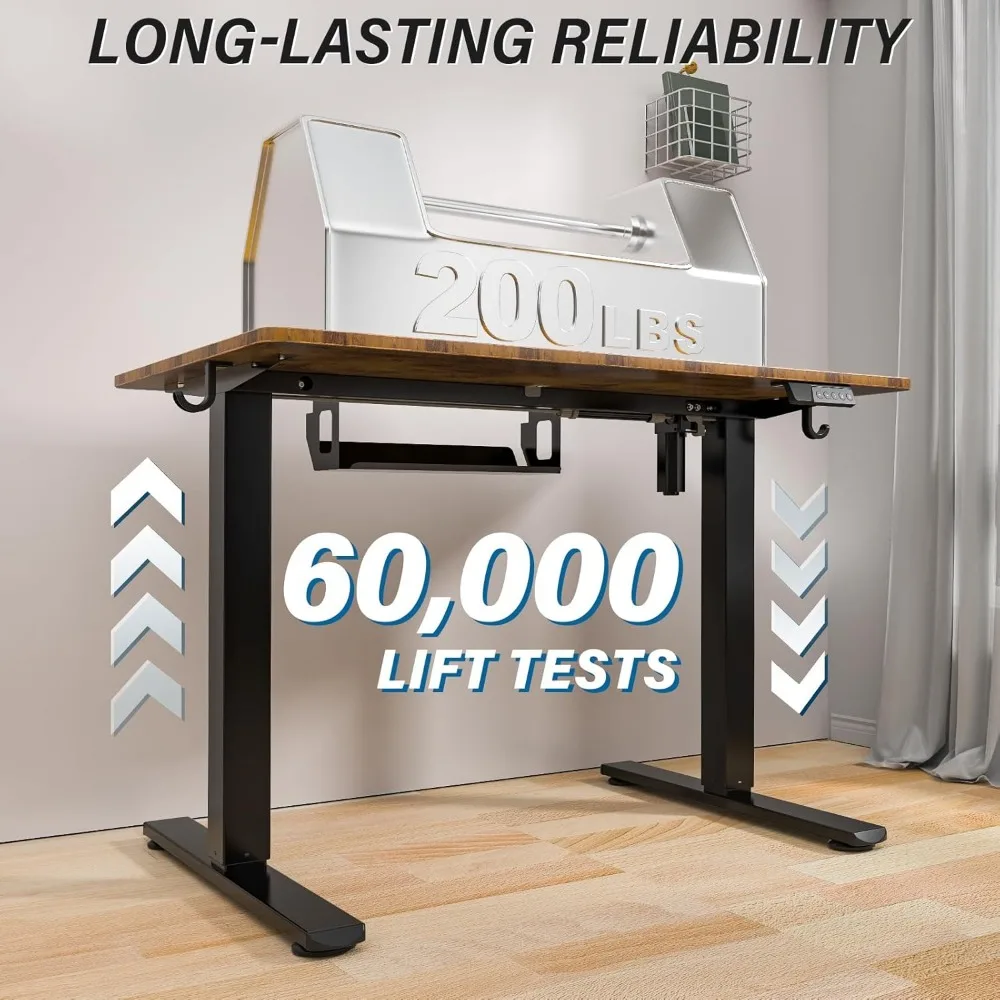 مكتب قائم كهربائي مريح قابل للتعديل صغير مقاس 35 × 20 بوصة - مكتب حامل للجلوس للمكتب مع كلمات مفاتيح ذات ذيل طويل #5