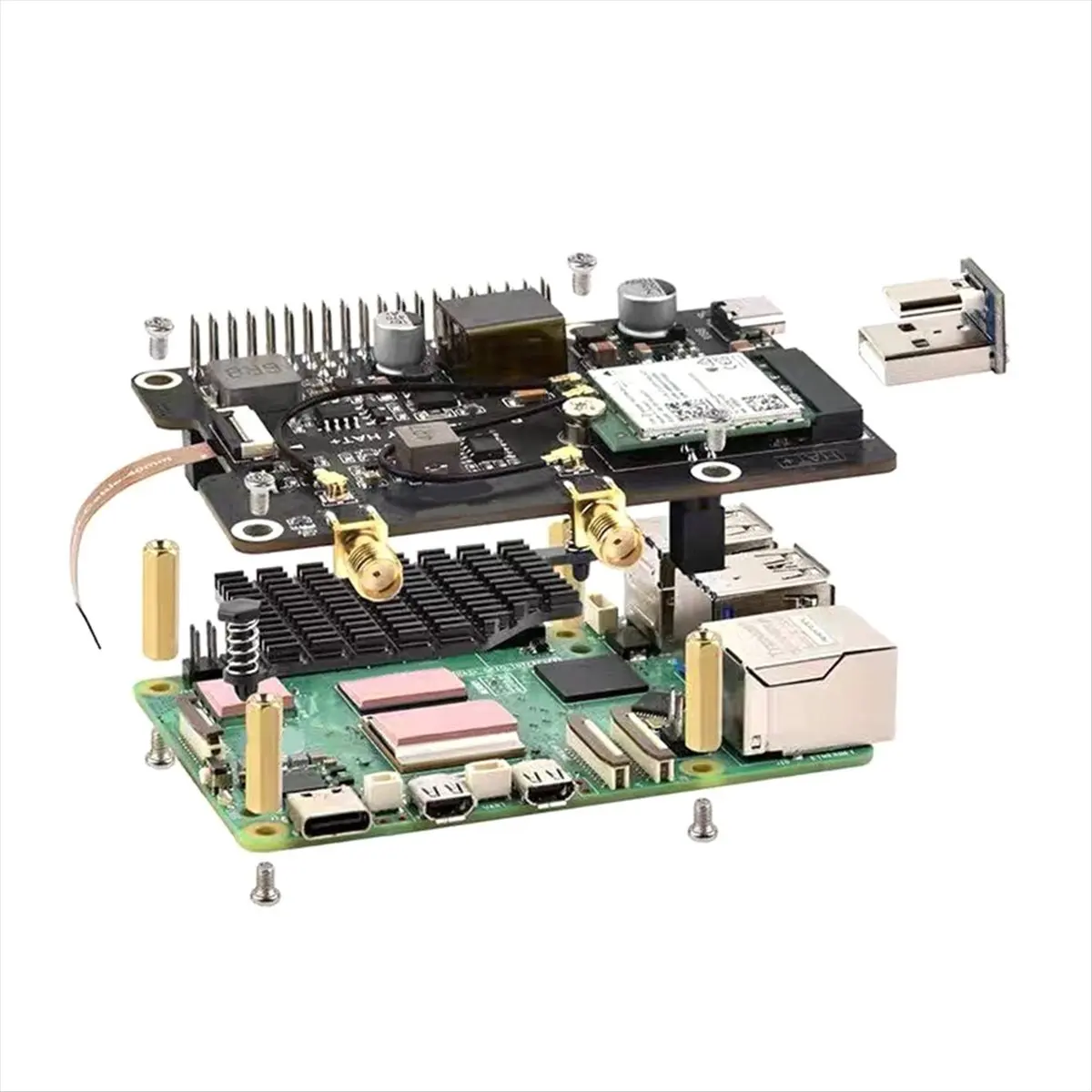 A85P PCIe to M.2 E KEY Adapter with PoE Function for Raspberry Pi 5 Compatible with NGFF (M.2 E Key) Wireless NIC