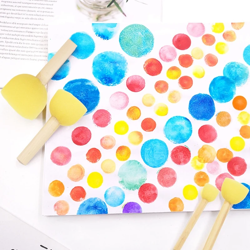 Round Foam Sponge Paint Brush Set, Stencil Brush Value Pack, ótimo para crianças Artes e Ofícios, 5 tamanhos diferentes, St
