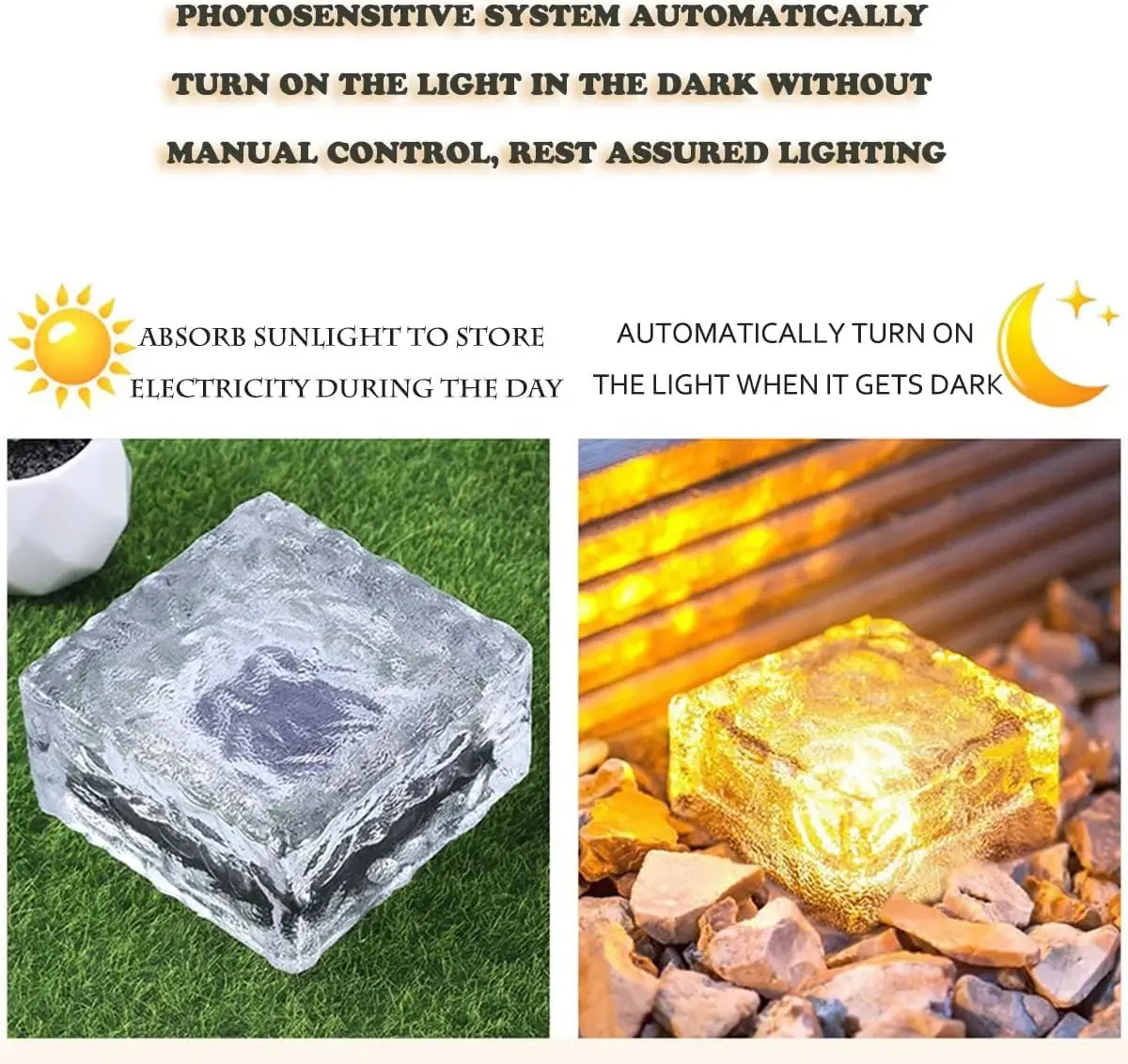 1/4PCS Solar Ice Cube Lamp Crystal Glass Brick Light Diamond Visual Effect Waterproof For Garden Pathway Christmas Decor