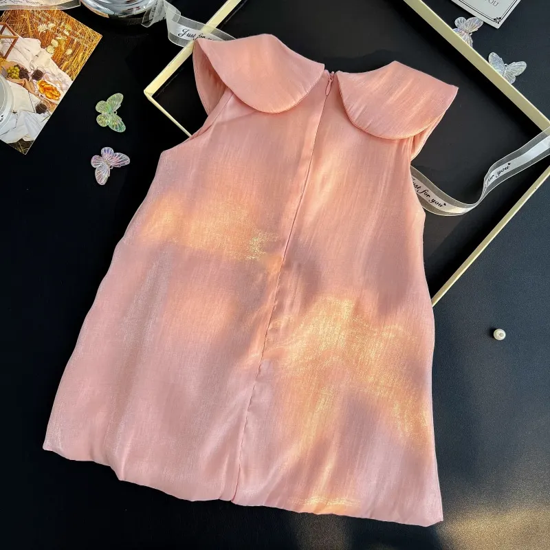 Baby Girl Princess Bow Sleeveless Dress Infant Toddler Child Elegant Pearl Vestido Birthday Wedding Summer Baby Clothes 18M-10Y