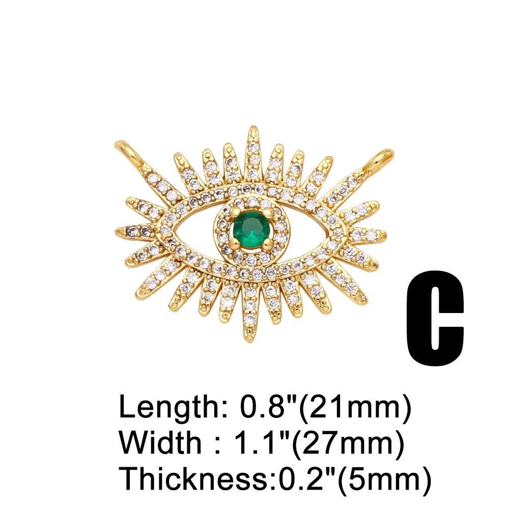 Clearance Multicolor CZ Turkish Eye Medal Necklace Pendant Copper Gold Plated Beads Cross Eagle Jewelry Making Supplies pdta942