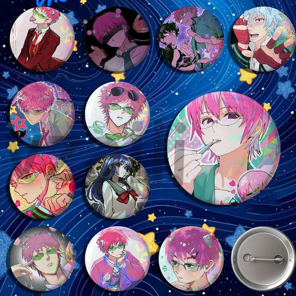 D-Disastrous Life of Saiki k Button Pin Single Pack Anime Merch for Ita Bags Badge Collectible Buttons TH