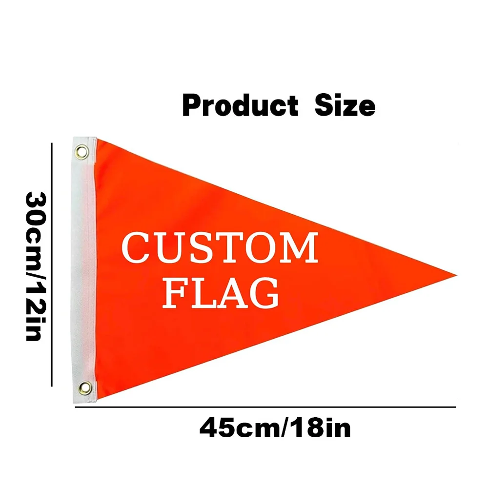 3pcs Custom Boat Flags, Personalized Small Flags for Boat (Triangle 12x18 Inch) with 2 Grommets, Upload Your Design. No Flagpole