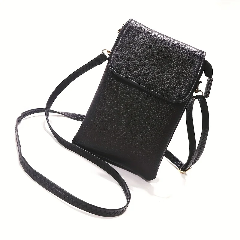 Women Leather Crossbody Phone Bag Small Shoulder Bag Double Zipper Wallet Multi Pocket Card Holder Mini Messenger Bag image 2