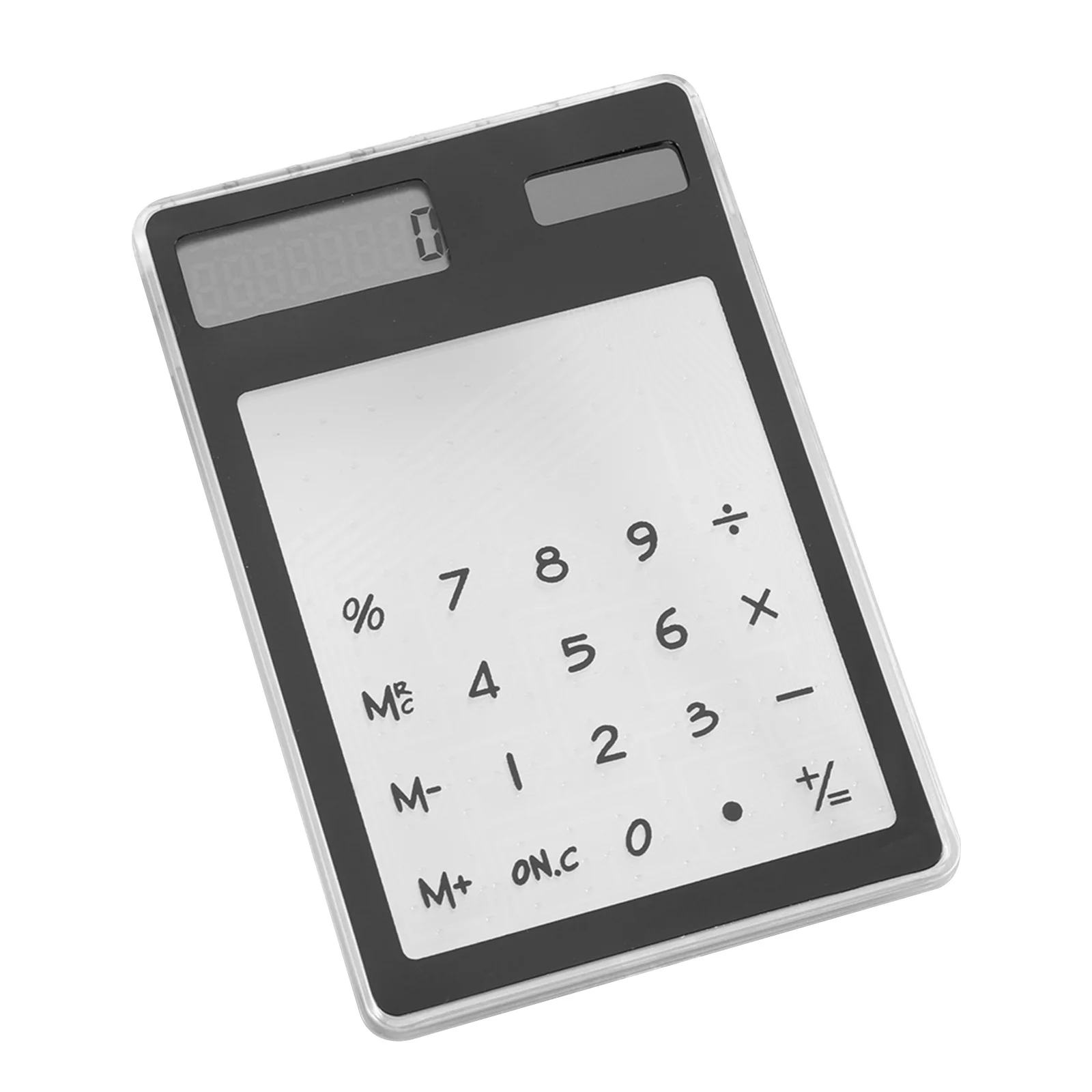 

Solar Calculator Transparent Touch Panel Black Lightweight Portable Office Desktop Calculator Calculators Desktop