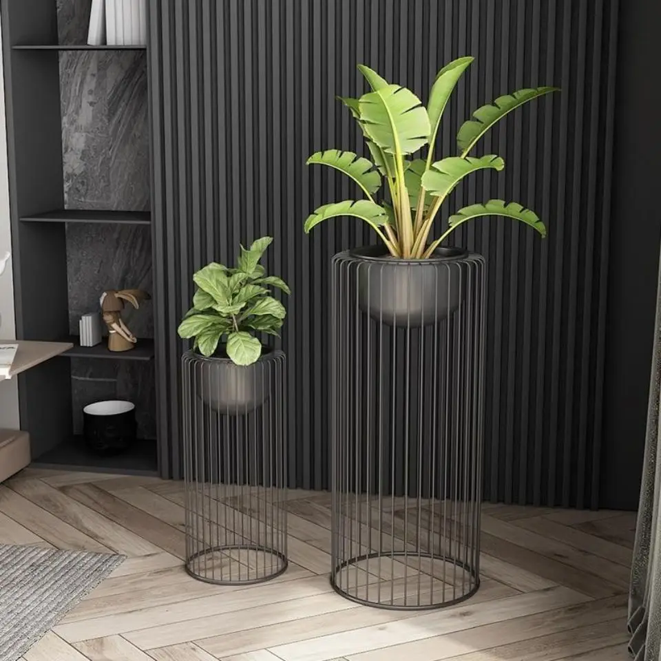 Golden Simple Nordic Iron Flower Shelf Indoor Living Room Balcony Vertical Plant Flower Pot Rack Furniture Garden Flower Stand