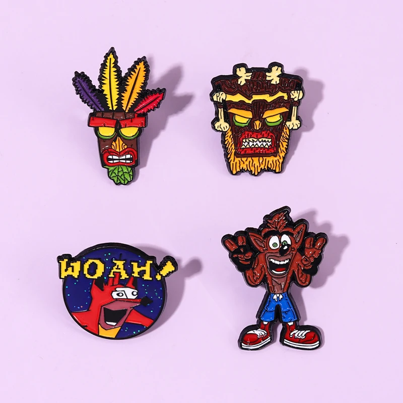 Anton Tkachenko Racing Demo Aku Aku Anime Lapel Pins Backpack Jeans Enamel Brooch Pin Women Fashion Jewelry Gifts Cartoon Badges