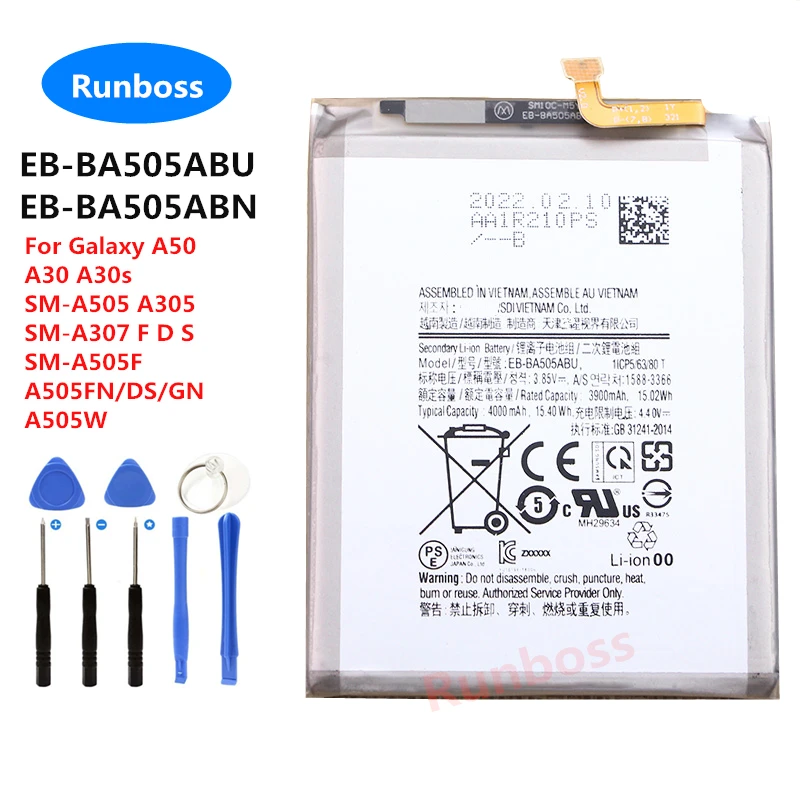 EB-BA505ABN New High Quality Battery For Samsung Galaxy A50 SM-A505F/FN/DS/GN A30s A30 A20 SM-A205FN SM-A307 SM-A305 4000mAh