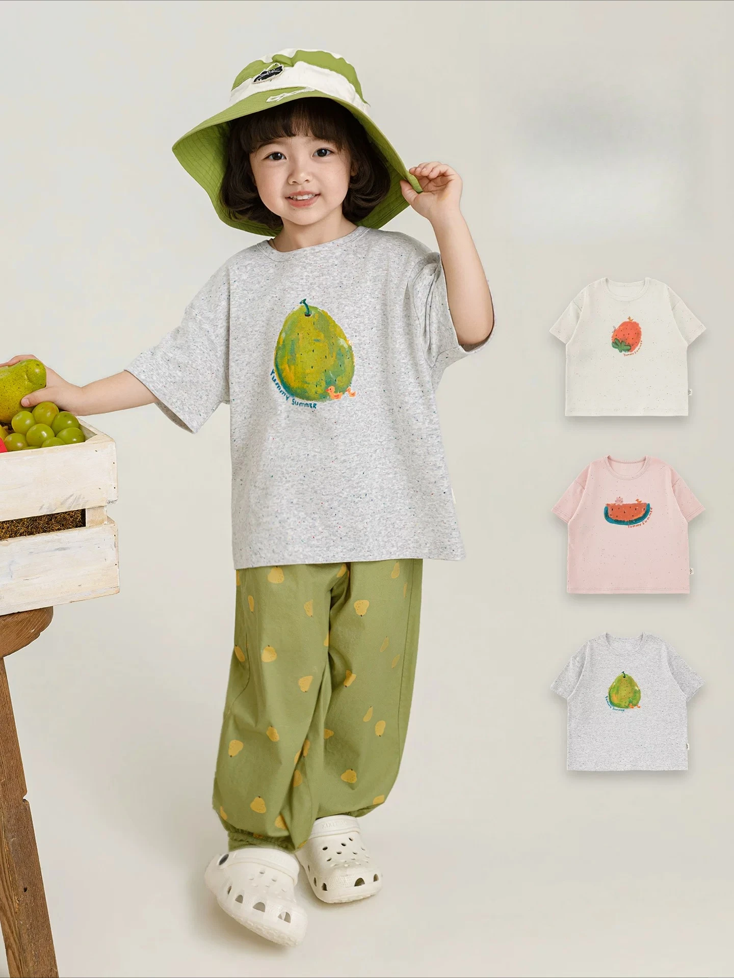 

Toddler Girl Summer Cute Fruit Pattern Tee Soft Stretchy Breathable Drop Shoulder Loose Casual Kids T-shirt