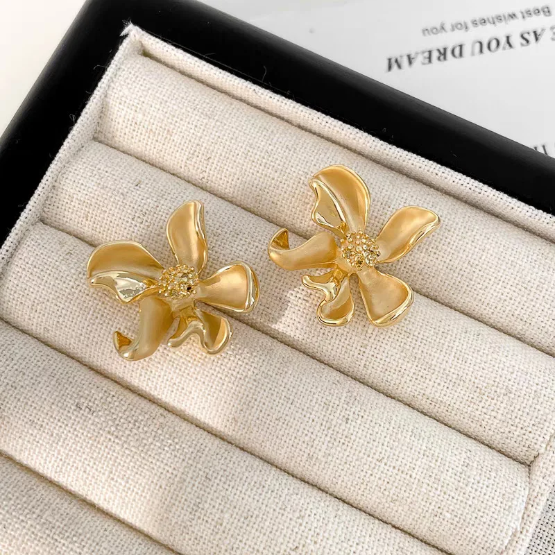 

Женские серьги с цветами из 24-каратного золота | AU999 Pure Gold, 3D-бриллиант - набор лепестков, теплый блеск, нежный романтика