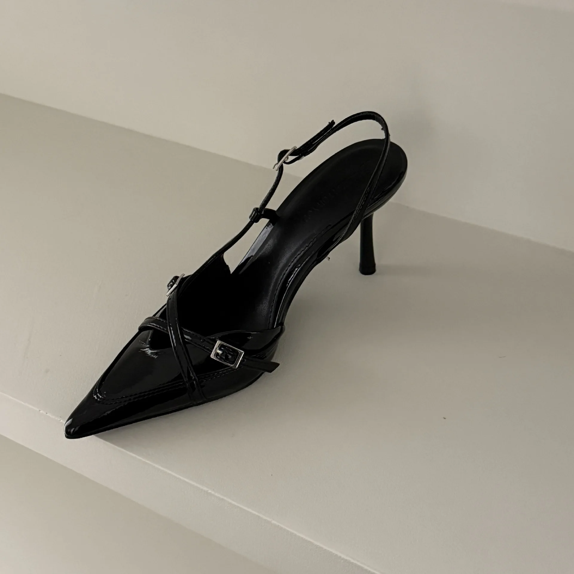 Street Style Sexy Buckle Women sandals Pumps Elegant Pointed Toe Thin High Heels Banquet Party slingback femme yuanlitong shoes