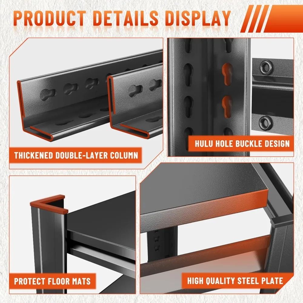 سعة 2750 رطلًا، وحدة إطار فولاذي شديدة التحمل مكونة من 5 طبقات - أرفف مستودعات قابلة للتعديل لتخزين الطابق السفلي #4