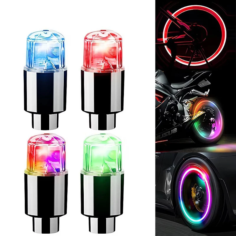 

2/4/6/8Pcs LED Wheel Lights Caps For Car Moto Bike - Colorful Flashing Tire Valve Stem Caps Neon Wheel Lamp Hub Cap Accessory