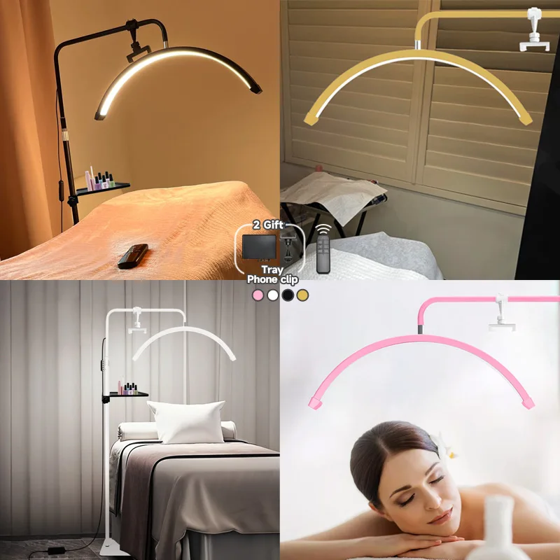 2025 Remote LED Lash Floor Light Half Ring Aesthetician Eyelash Extension Lamp for Living Room Facials Manicure Beauty Salon SPA