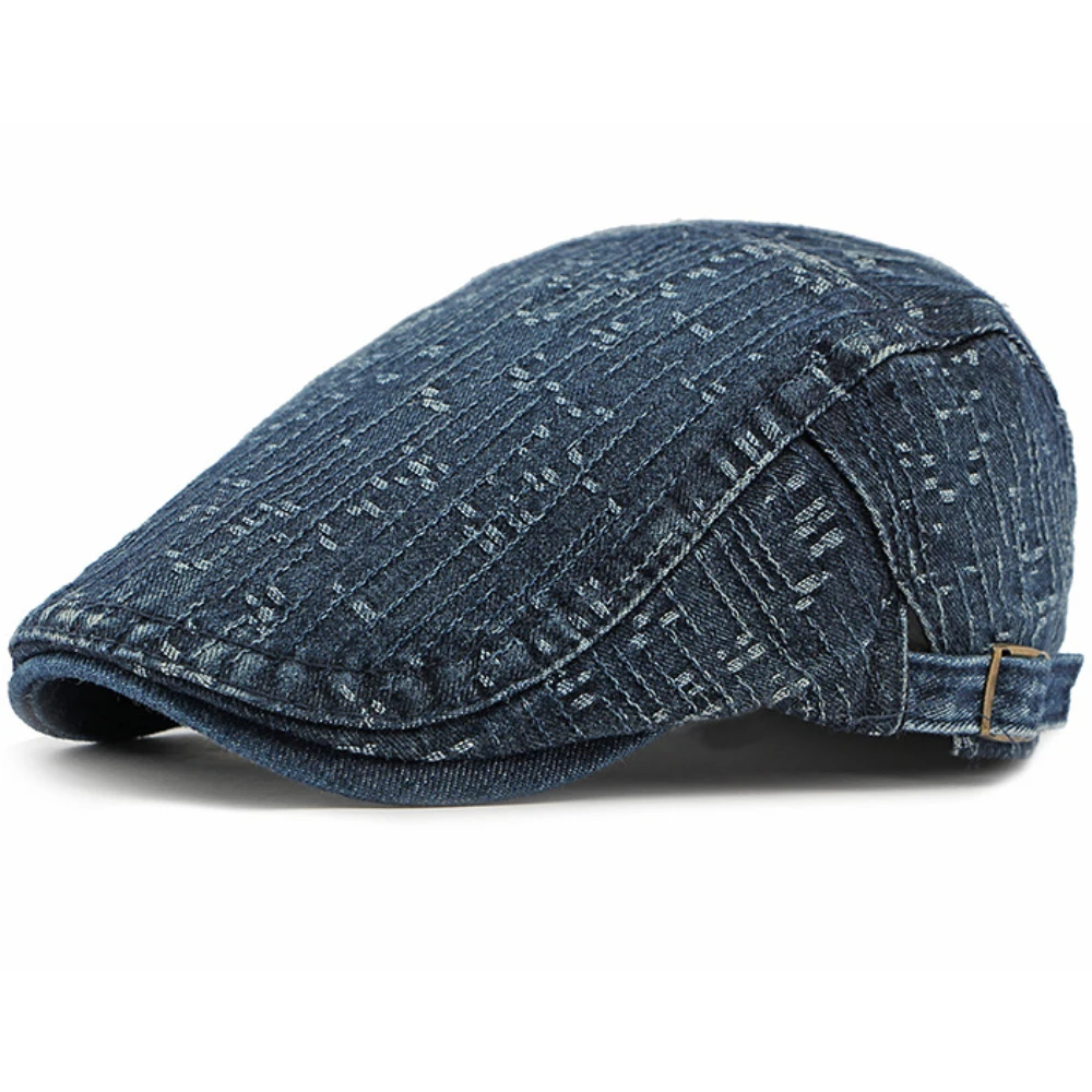 

HT4389 Mens Berets Women Spring Summer Autumn Denim Cap Artist Painter Beret Hat Male Female Ivy Flat Cap Adjustable Beret Caps