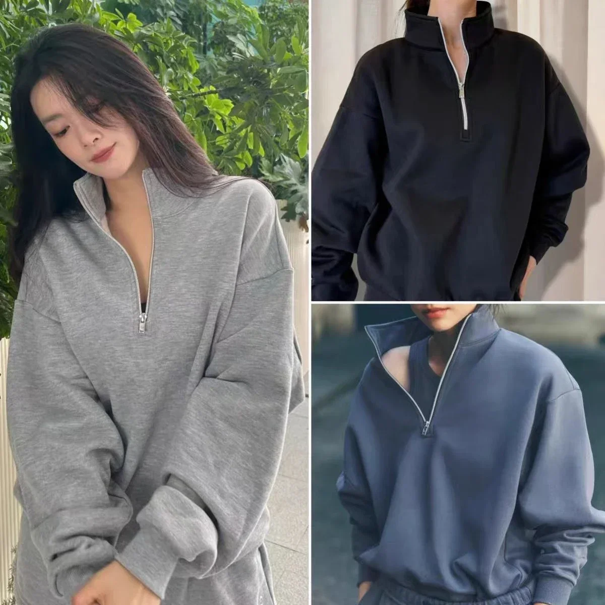 Hlo Long-sleeved Men Women sport gym hoodie Designer Quarter 1/4 Zipper Sweatshirt Stand Up Collar Pullover Fitness Loose Coat
