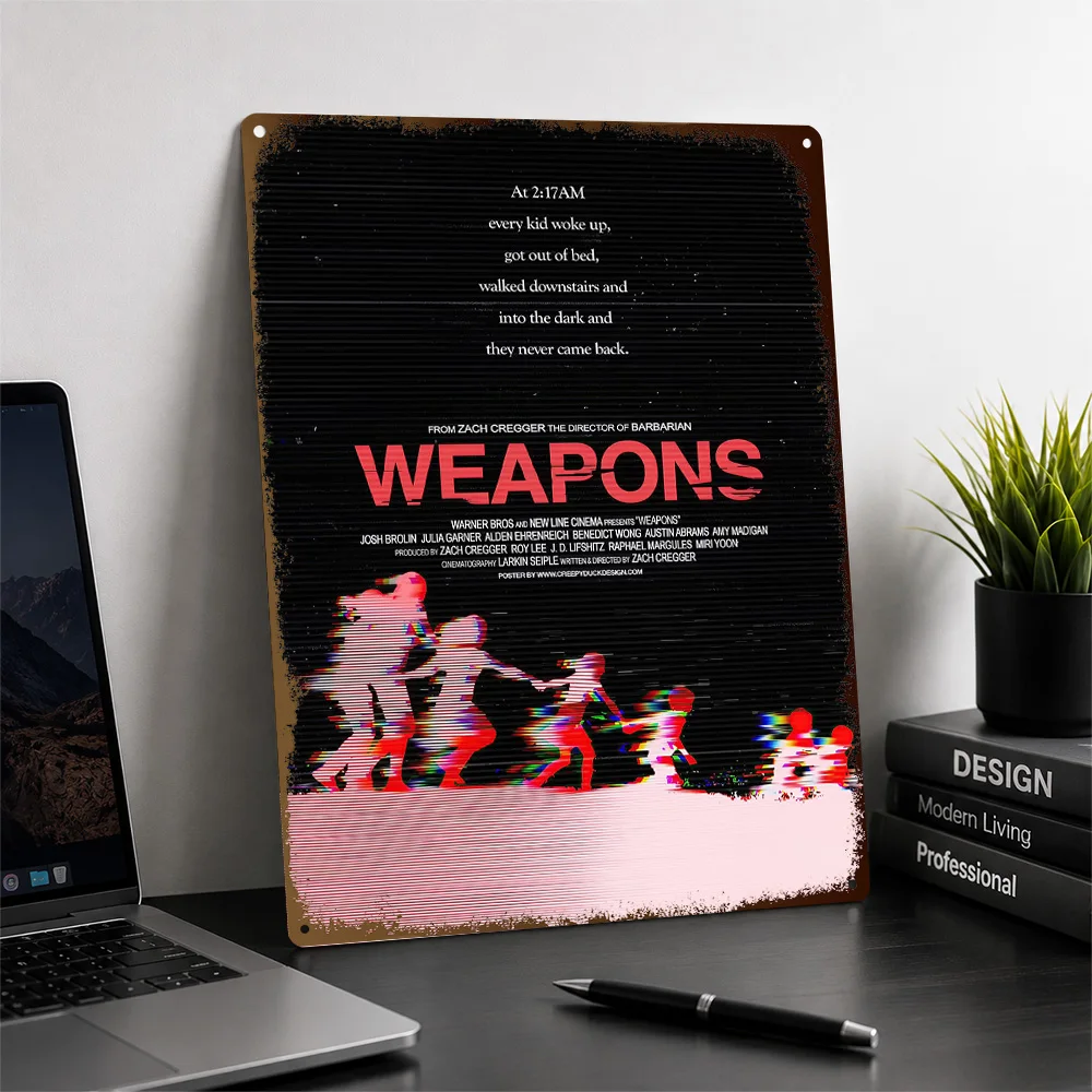 Weapons Printed Poster Customized Aluminum Metal Sign Detailed Cult Character Wall Art Created For Home Theaters Or Film Buffs