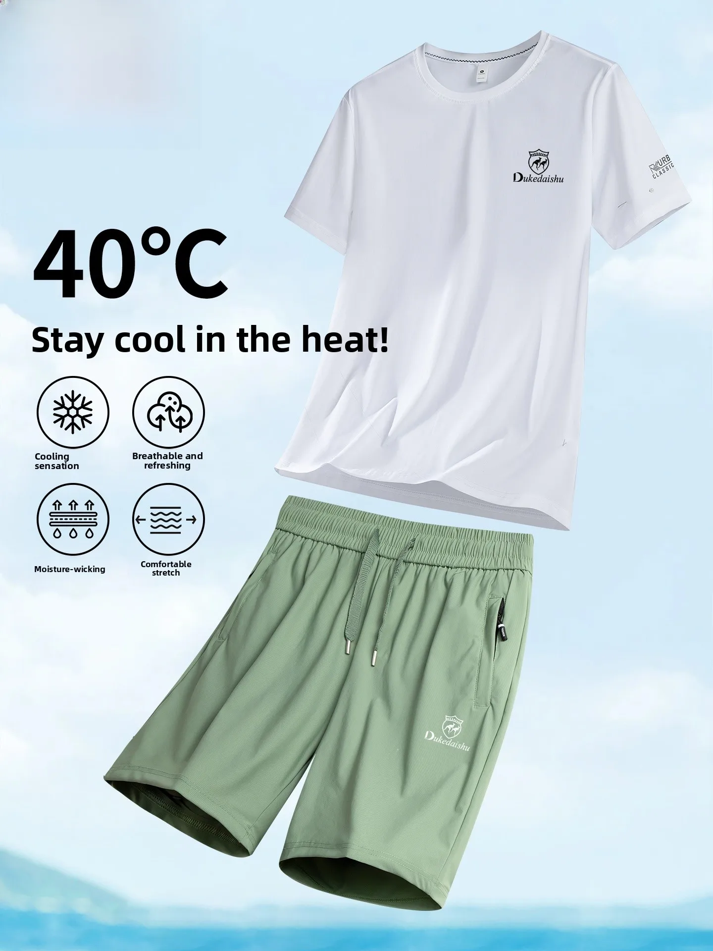 

Men's Summer Ice Silk Sportswear Thin Qui Dry Breathable Running Gym Fitn Set Trendy 2026 New Sle ort Sve T-irt