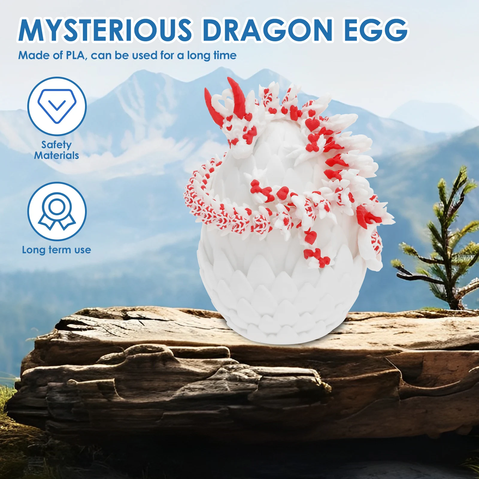 مجموعة التنانين المفصلية الصغيرة مجموعة ألعاب غامضة مطبوعة رائعة متعددة الأغراض تنين ثلاثي الأبعاد في البيضة لتزيين المكتب #3