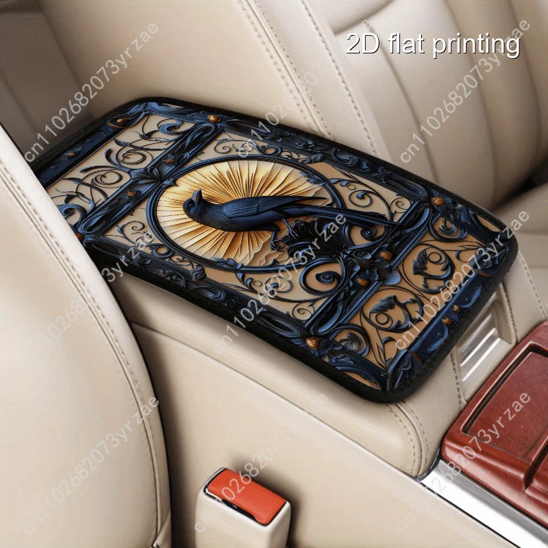 

Gothic Raven Universal Car Armrest Cushion High Quality Non-Slip Car Armrest Cover Elastic Straps Car Interior Accessories
