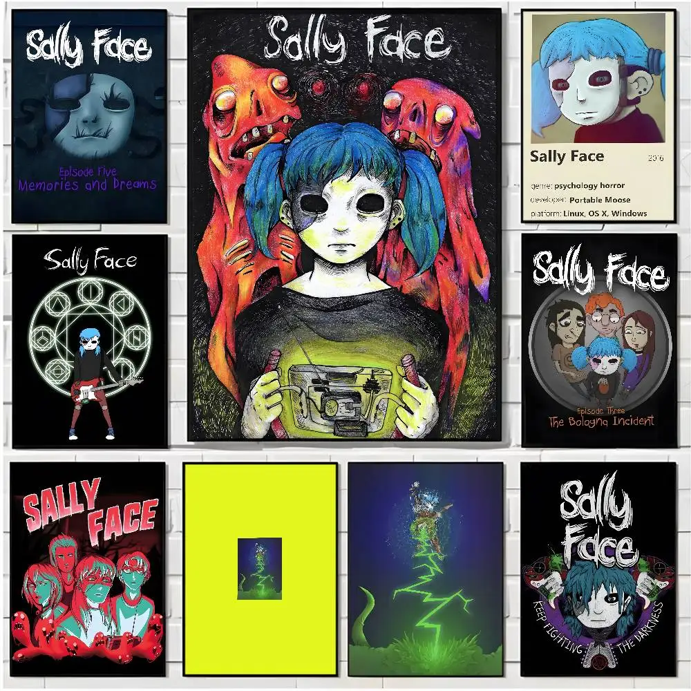 

Thriller game S-Sally FaceS Poster HD art sticky wall waterproof home living room bar office aesthetic decoration