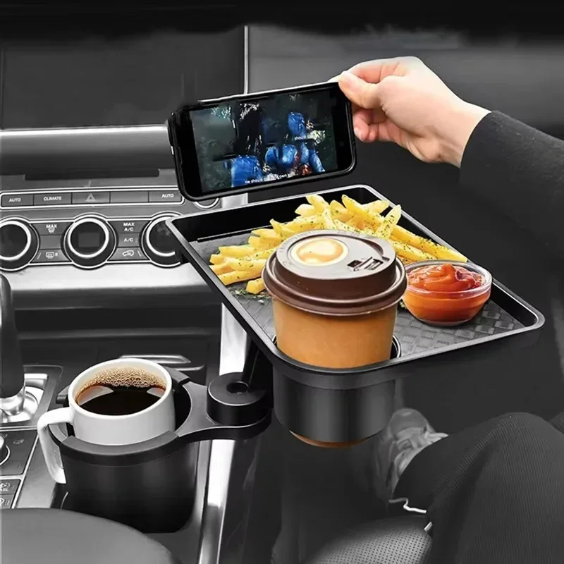 High Quality Universal Car Cup Holder Tray - 360 °   Rotating Adjustable Dual Cup Organizer
