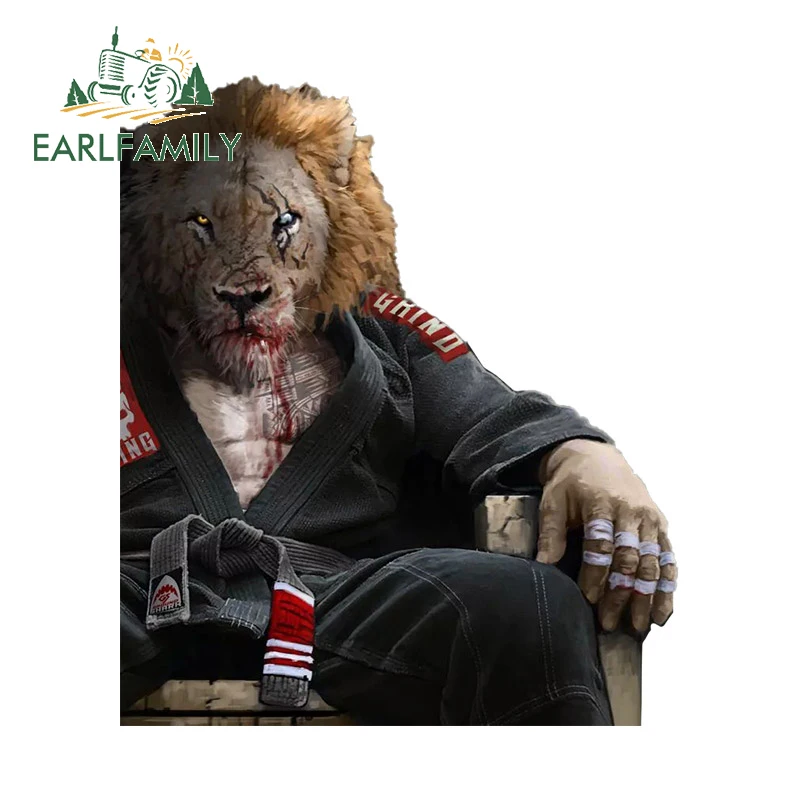 EARLFAMILY 13cm X 11.1cm For Jiu Jitsu King Tiger Fierce Car Stickers Waterproof Sunscreen Decals Creative Bumper Car Label