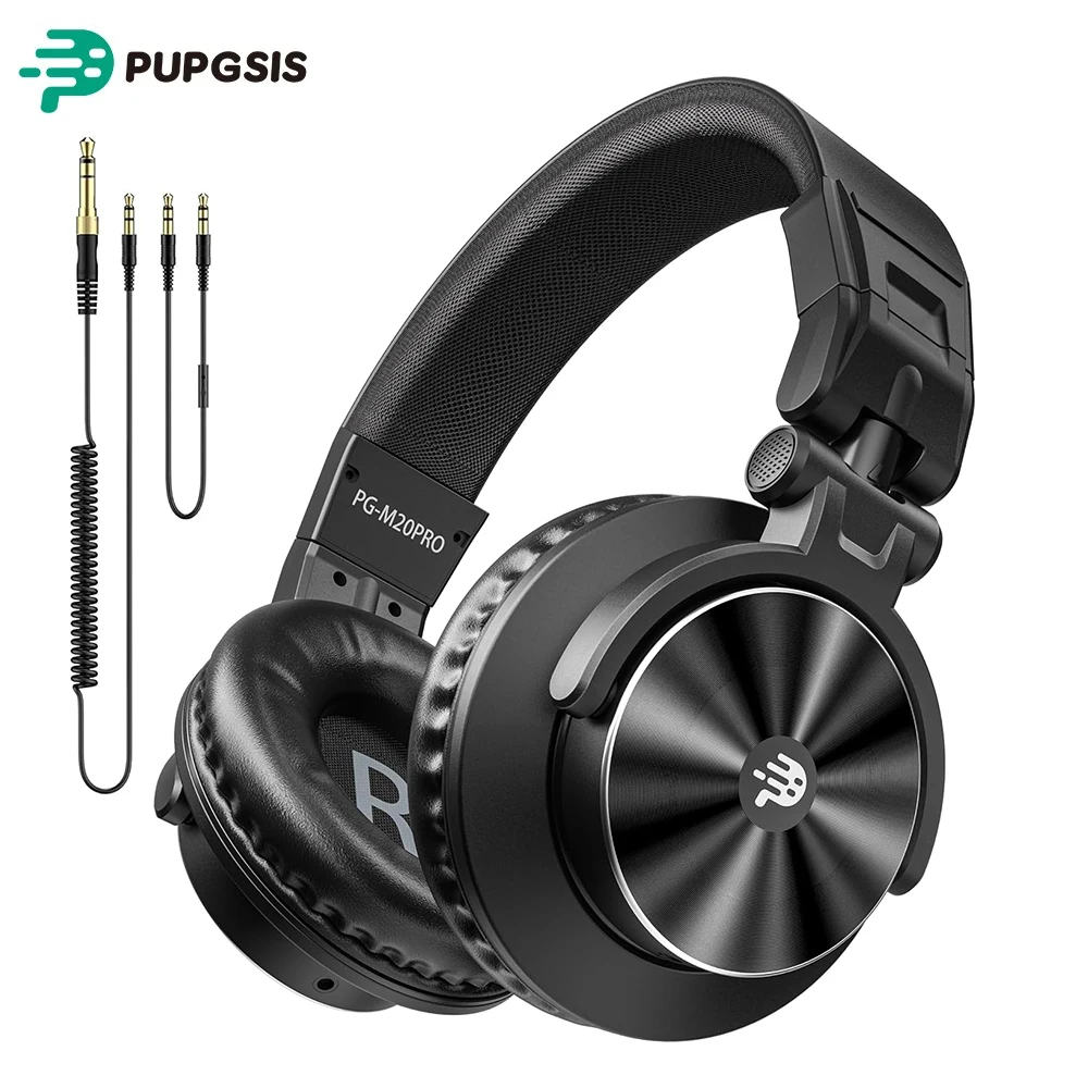 PUPGSIS Wired Over Ear Headphones Studio Monitor Podcast Closed Back Headsets with 50mm Neodymium Drivers and 1/4 to 3.5mm Jack