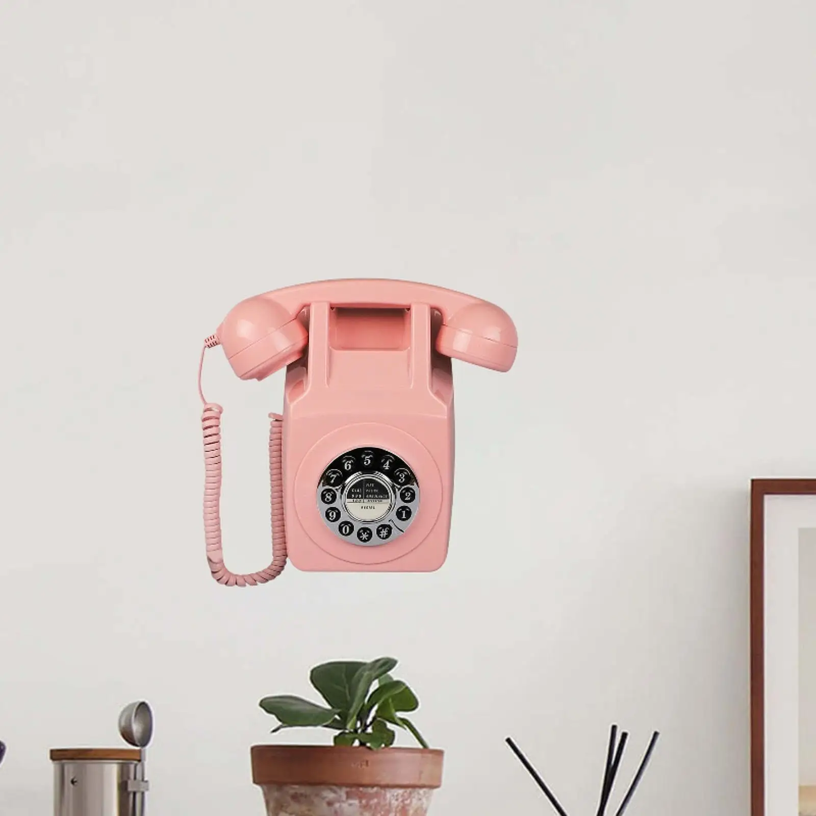 Wall Telephone Fashion Decoration Seniors Gift Antique Corded Landline Phone Wall Mount for Decor Indoor Restaurant Home Bedroom