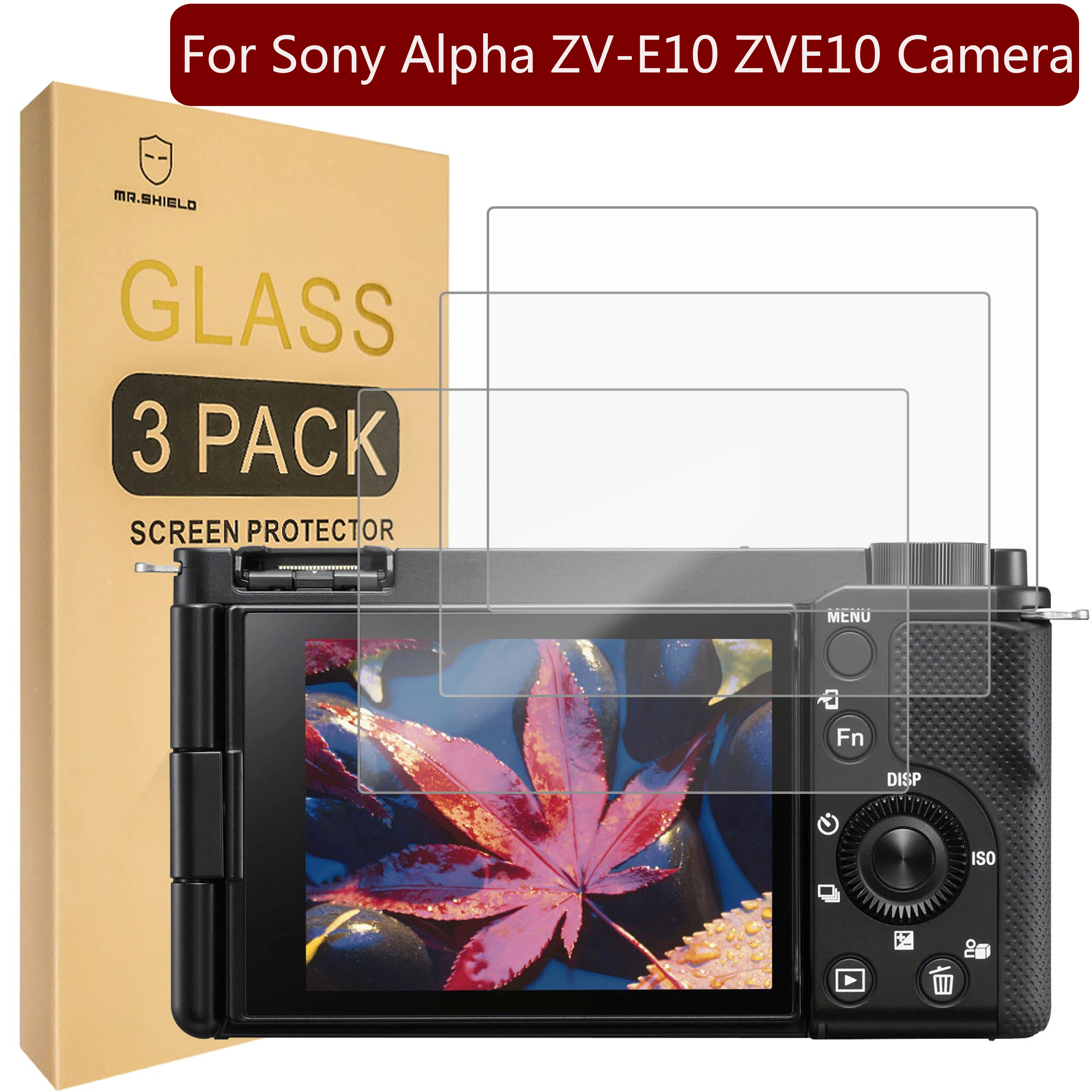 

Mr.Shield [3-Pack] Screen Protector For Sony Alpha ZV-E10 ZVE10 Camera [Tempered Glass] [Japan Glass with 9H Hardness]