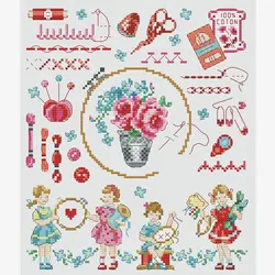 The Embroidered Girl Patterns Counted Cross Stitch Set DIY Handmade 11CT 14CT 16CT 18CT Cross Stitch Kit Embroidery Needlework