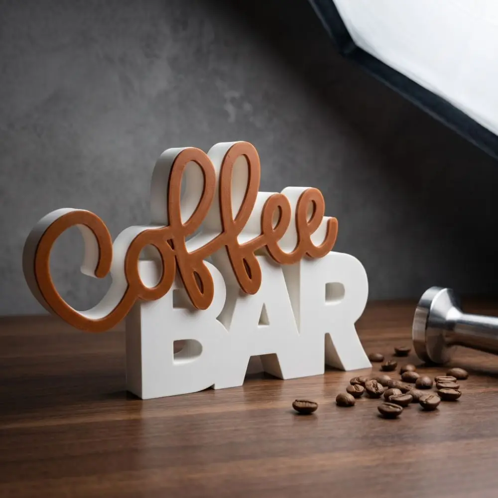 Two-Tone Color Coffee Bar Tabletop Statue Coffee Themed Geometric Lines Coffee Tray Decor Figurine Minimalist Plastic