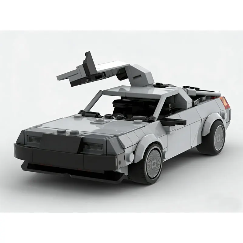 377-elementowy zestaw klocków MOC Powrót do przyszłości - model pojazdu z drzwiami w kształcie skrzydła mewy, zabawka, prezent