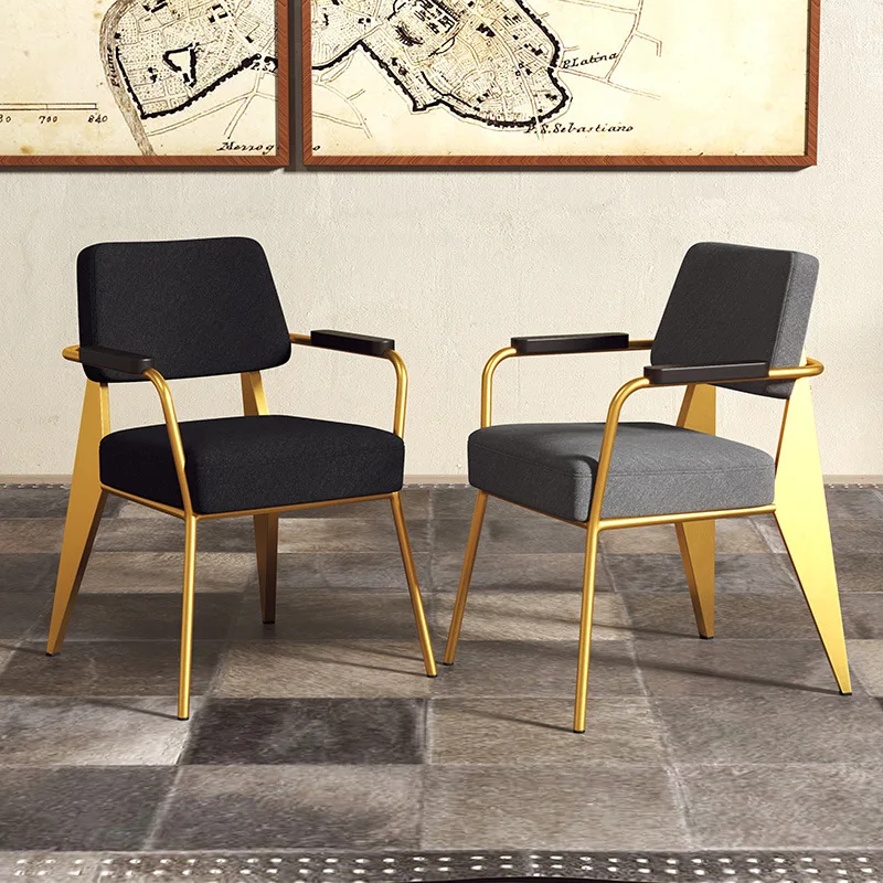 

American dining chair loft casual designer office chair wrought iron modern Nordic light luxury chair