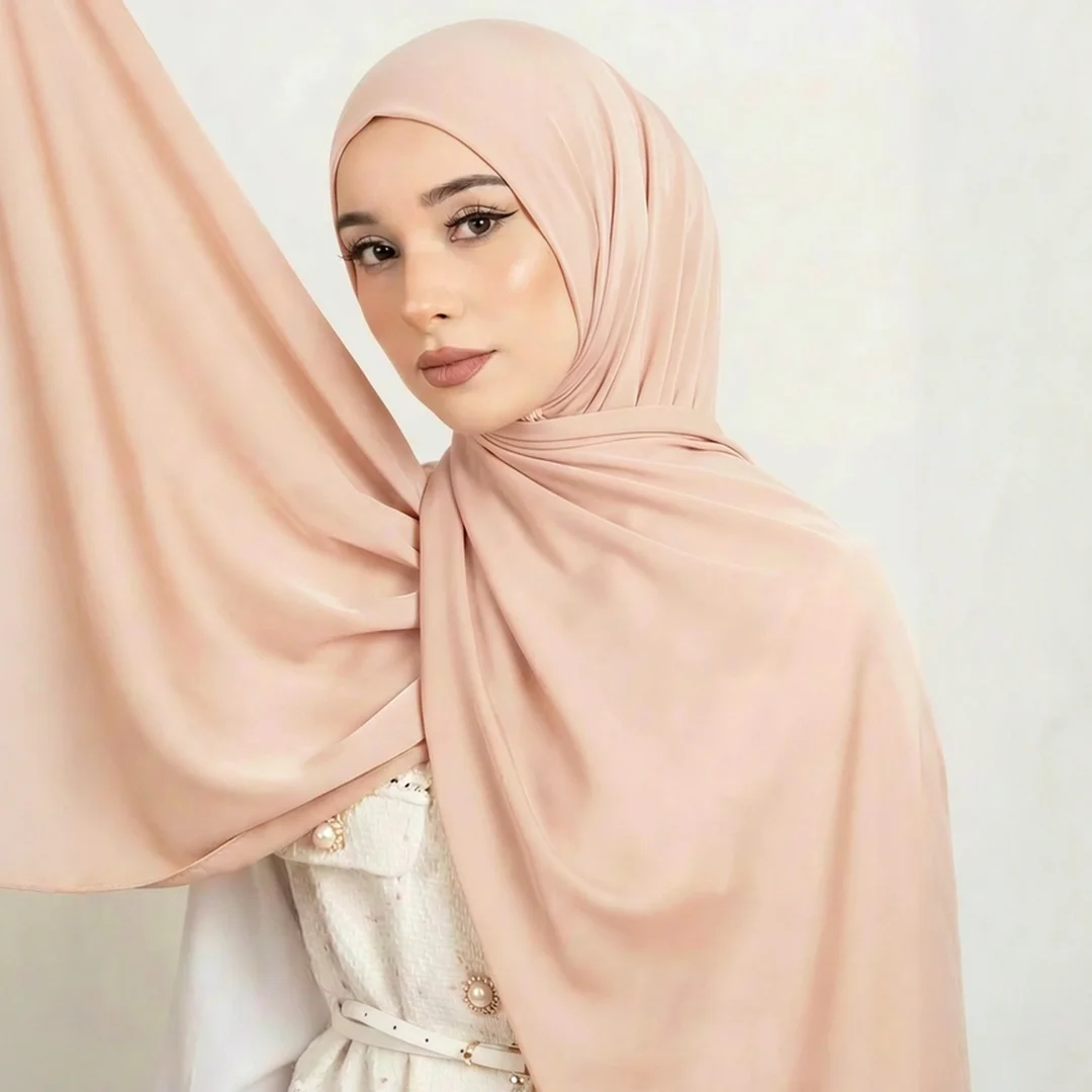 

Премиальный эластичный хлопковый хиджаб-шарф для женщин, мусульманские головные уборы, шали, исламские платки, модная исламская одежда, тюрбан.