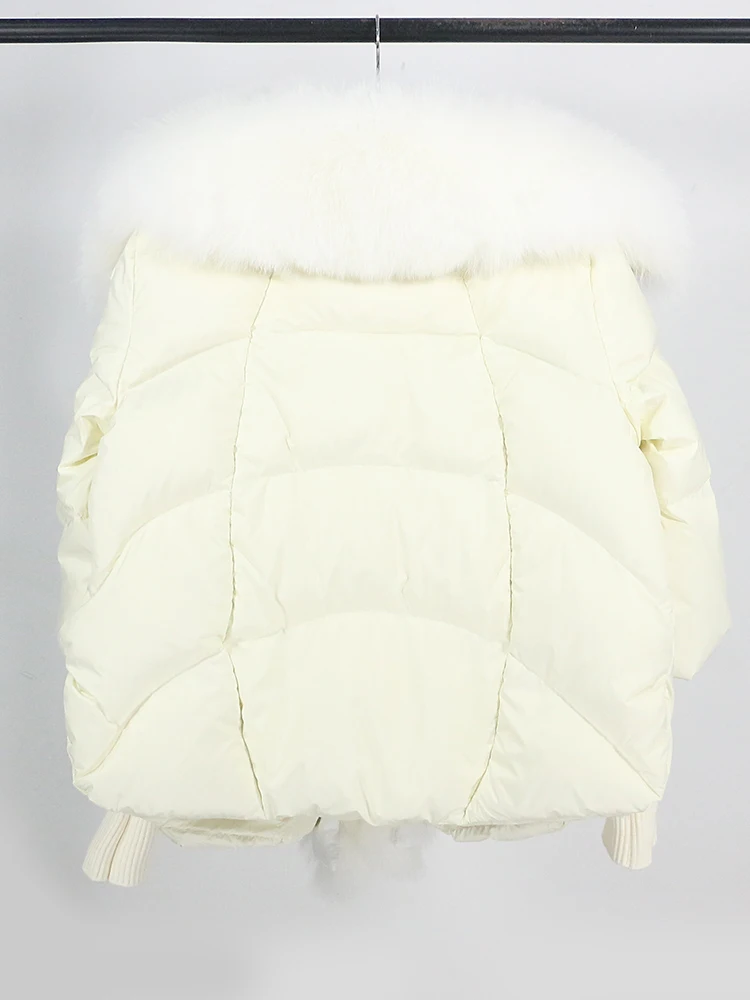 OFTBUY New White Duck Down Jacket Winter Women Warm Loose Coat Natural Real Fox Fur Collar Thick Luxury Outerwear New Fashion